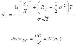 how to calculate the delta of a call option